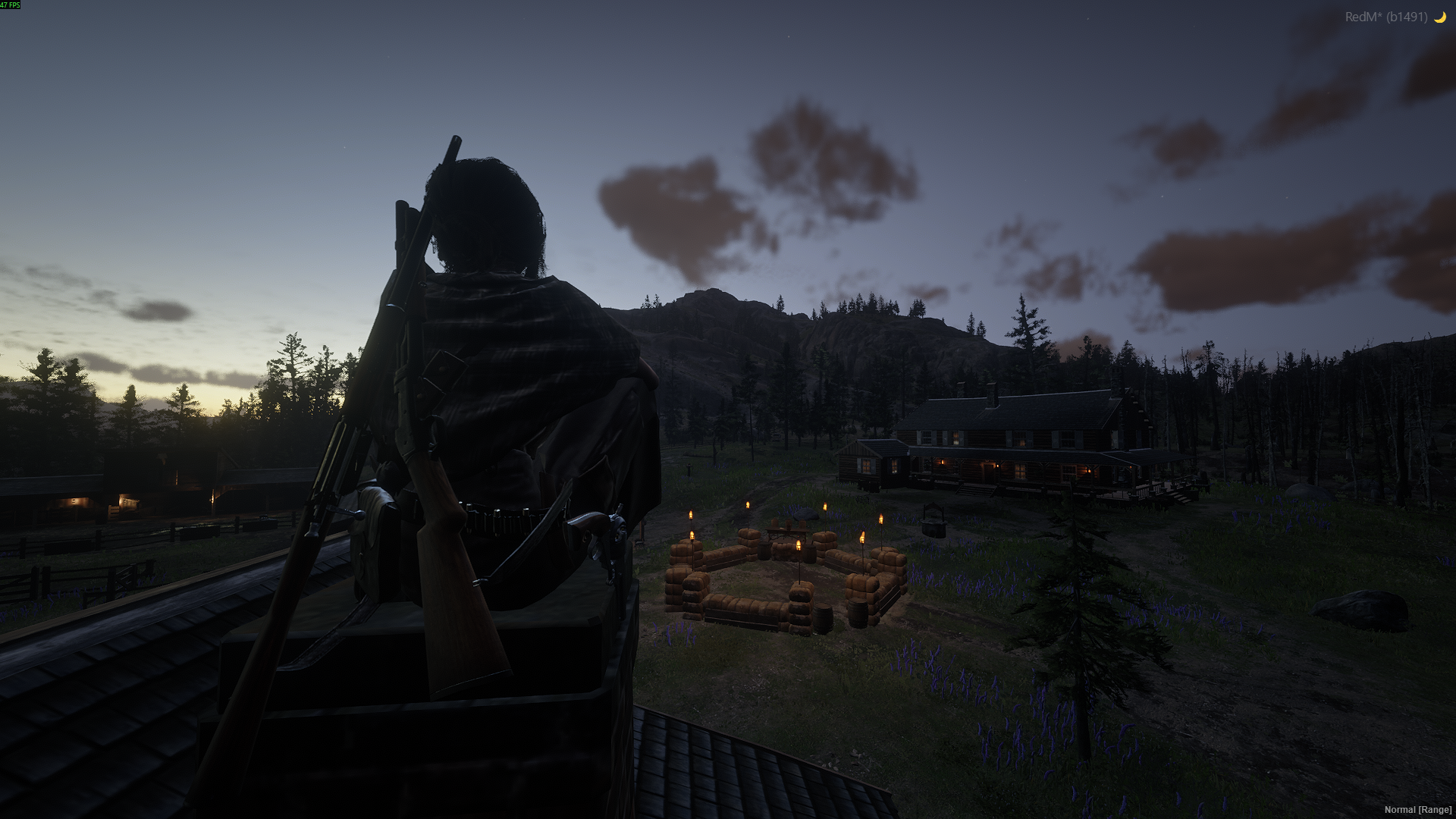 Wild Frontier scene at sunrise