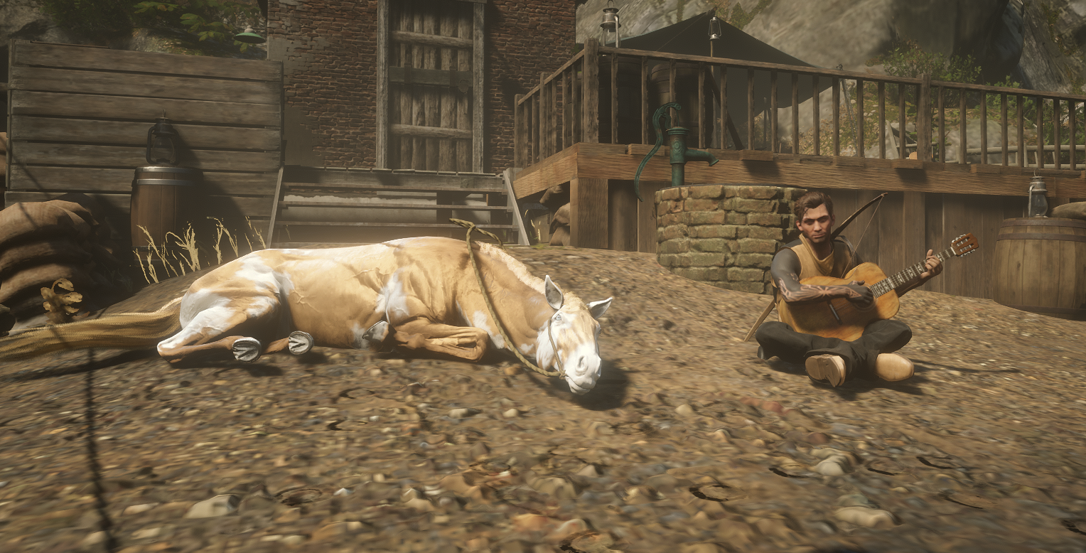 Wild Frontier horse and musician scene